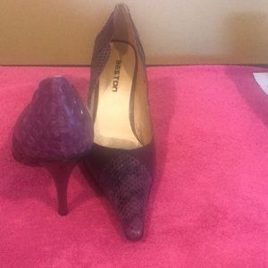 Purple snake skin heels